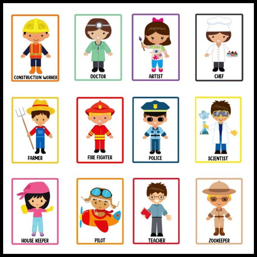 COMMUNITY HELPERS Laminated Flashcards, Teaching materials for Kids ...