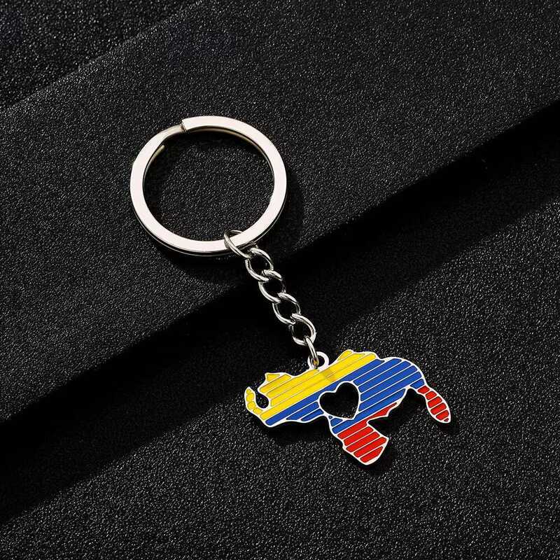 silver National Flag Keychain Ethnic Style Stainless Steel Venezuela ...