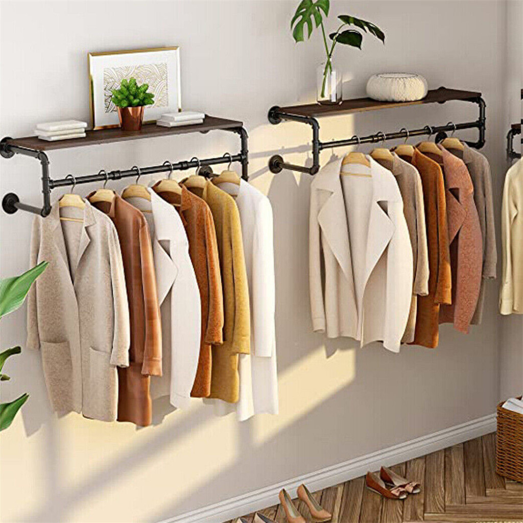 Heavy Duty Clothes Rail Detachable Clothes Rack Wall Mounted Garment ...