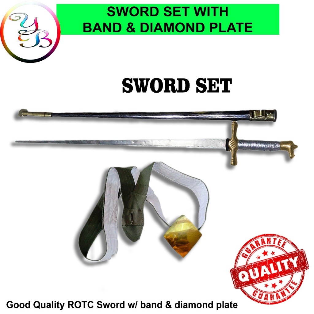 Rotc sword complete set with band & diamond plate Good quality (solid ...