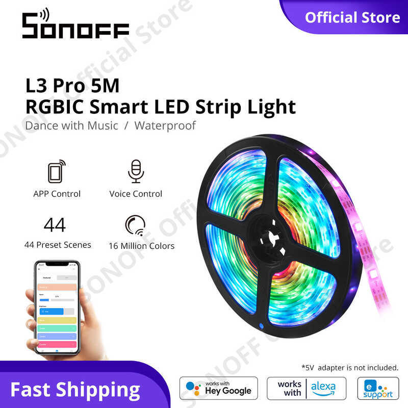 NOFF L3 Pro Wifi Smart LED 5 Meters Type-C 5V USB RGBIC Strip 150 Leds ...
