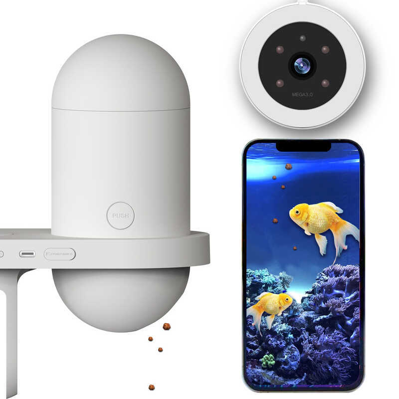 Tank Aquarium Camera 1080P Visual Fish Feeder Feeding Smart Monitoring ...