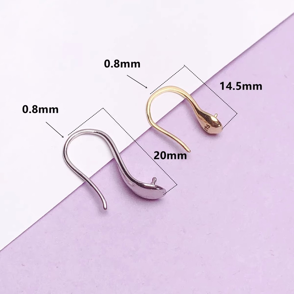 S925 Sterling Silver Electroplated 18k Ear Hook Empty Holder ...