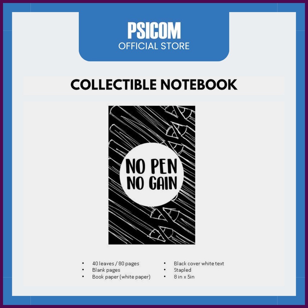 Psicom Notebook - No Pen, No Gain | Shopee Philippines