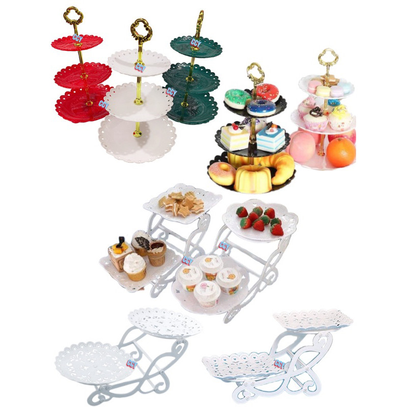 2 Tier & 3 Tier Cake Dessert Stand Cupcake Pastry Cookie Tray Rack ...