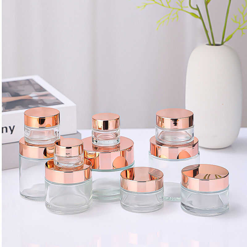 Rose Gold Lidded Empty Bottles Cosmetic Packaging Cream Jars Skin Care ...