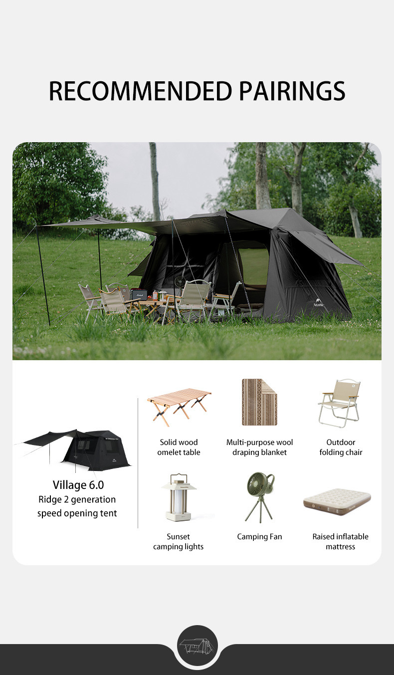 Naturehike VILLAGE 6.0 Black Edition Ridge Tent 2-4 Person Cabin ...