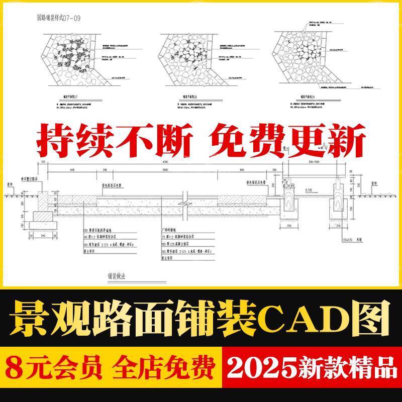 Landscape Design Deepening CAD Construction Drawings Garden Path Paving ...