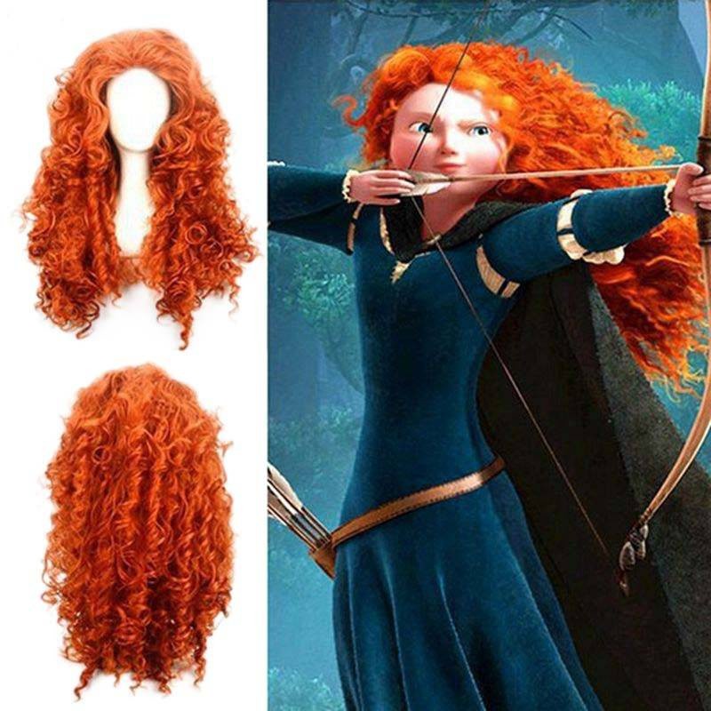 YYDS Pixar Brave Merida Princess Cosplay Wig Curly Hair Halloween ...