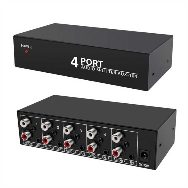 1 Audior In 4 Out RCA L/R Aux Stereo Audior 1X4 Audio Distributor For ...