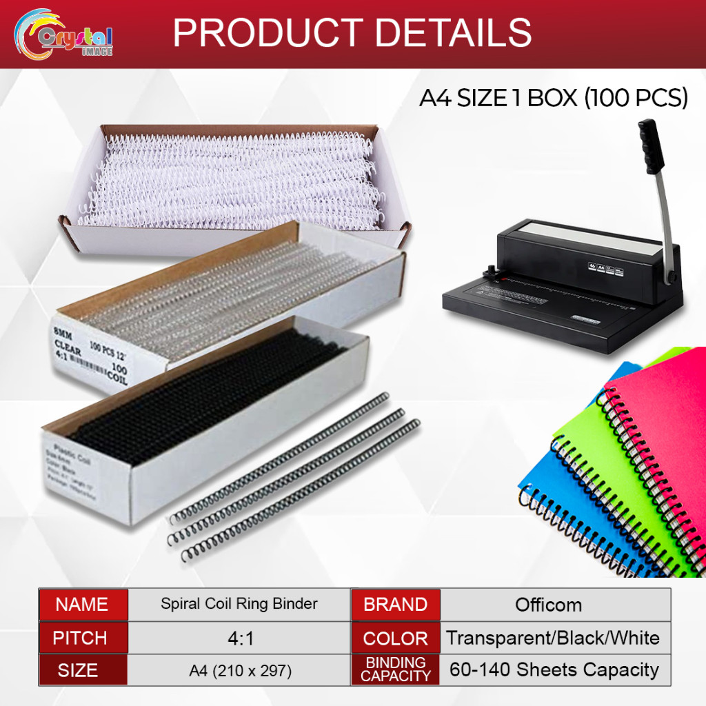 100pcs Spiral Coil Binder A4 Size 46 Holes Capacity Spring Notebook ...