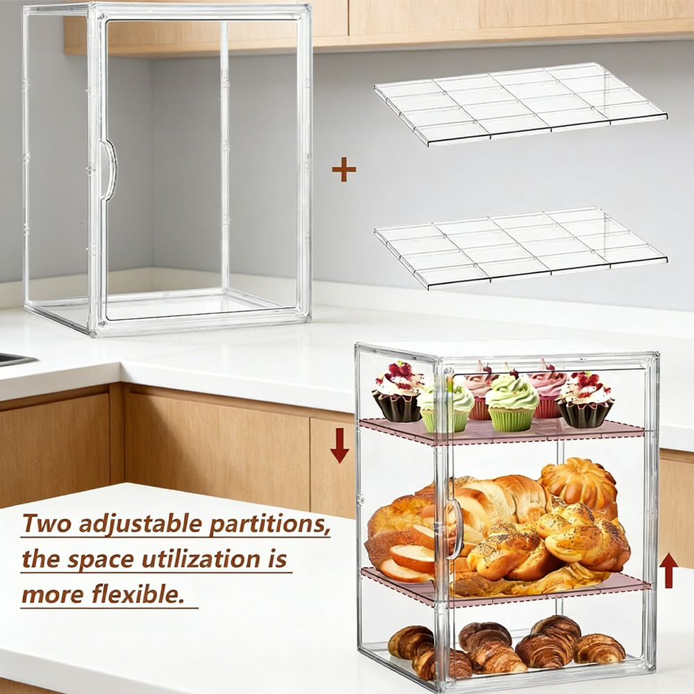 4 Layers 3 Layers Magnetic Food Pastry Dessert Dustproof Show Rack ...