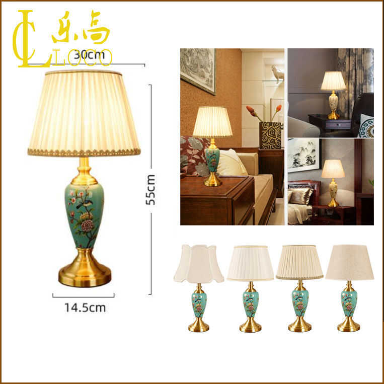 LOCO LIGHT Ceramic Fabric Lampshade For Living Room Hardware Base ...