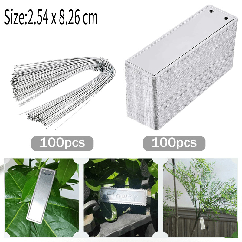 Aluminum tree label with metal wire double-sided written on the metal ...