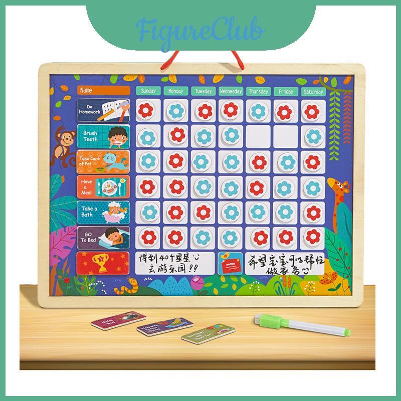 Kids Wooden Behavior Chart With Reward Stickers For Habit Development ...