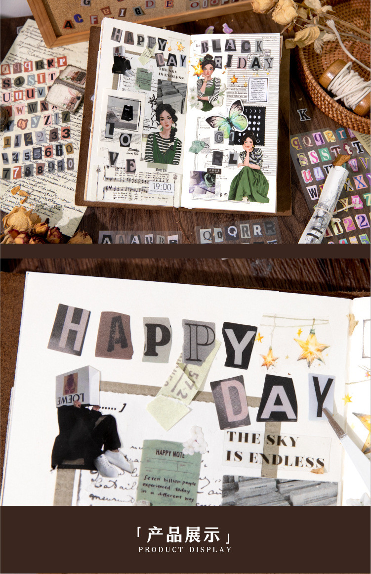 2 Sheets Magazine Letter Stickers Vintage Scrapbook Letters Stickers ...