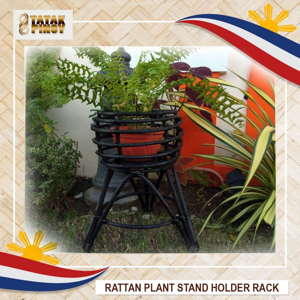 TATAK PINOY Rattan Plant Stand Flower Potted Holder Rack for Indoor and ...