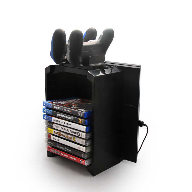 PS4/pro/slim Game Console Base CD Storage Bracket Handle Dual Charger ...