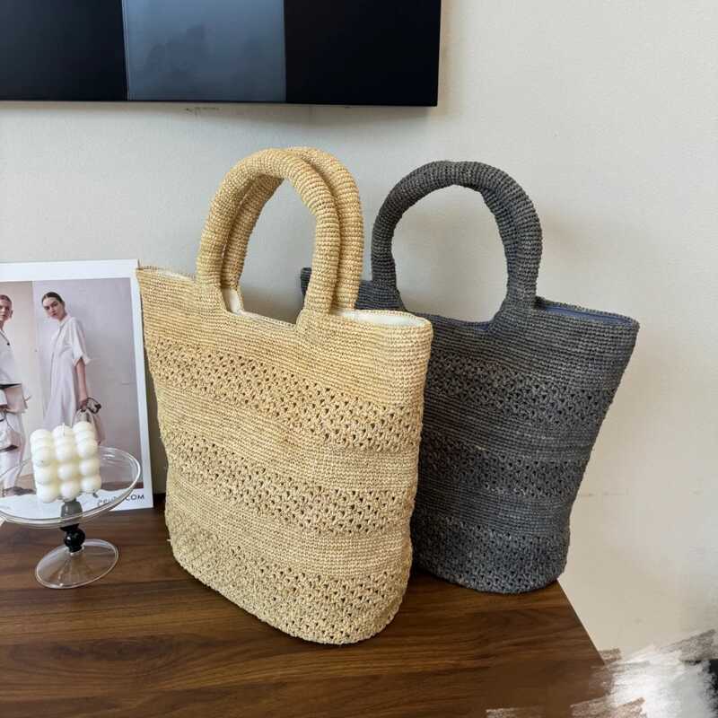 French Raffia Crochet Handbag Summer Vacation Woven Bag Underarm Bag ...