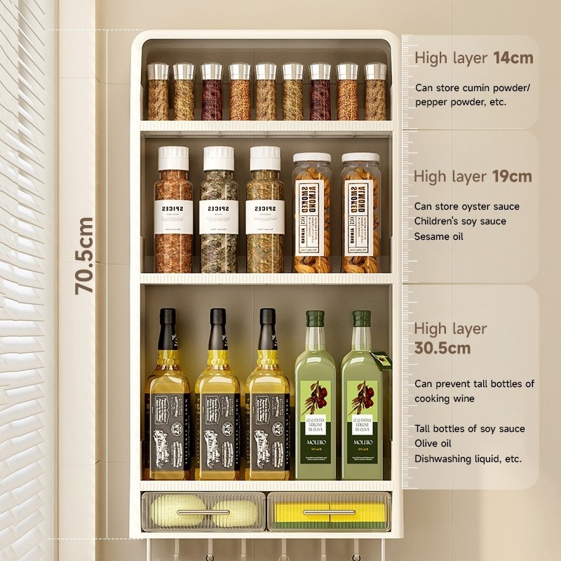MUJU Kitchen Racks Organizer Hanging Plastic Storage Cabinet Shelf for ...