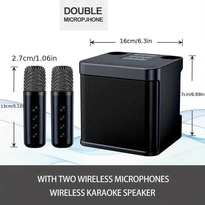 mic with Wireless Bluetooth Dual Microphone Karaoke Speaker 3D Stereo ...
