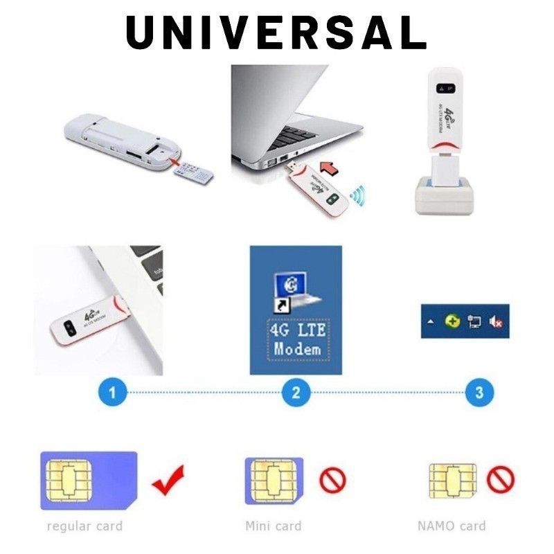 Wireless 4G LTE WiFi Modem Router + CHARGER Universal SIM Card Portable ...