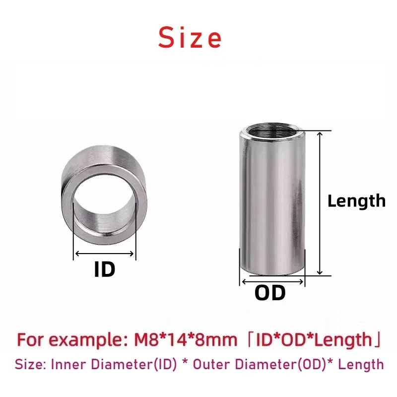 304 Stainless Steel Sleeve ID 5mm 6mm Hollow Bushing Extended ...