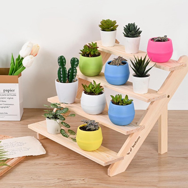 Uliekhy 3/4 Layer Wooden Ladder Rack Jewelry Display Storage Wood Multi ...