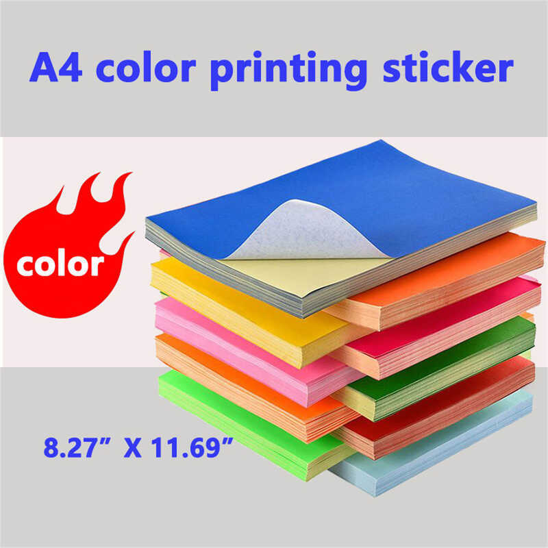 10 Sheets A4 Color Stickers Paper,Laser Inkjet Printer Copier Craft ...