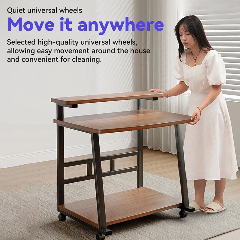 Double layered desktop computer desk Bedroom small desk Movable office ...