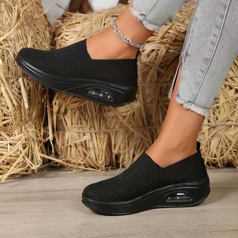 Fashion Women's Thick Sole Air Cushion Elevated Sloping Heel Rocking ...