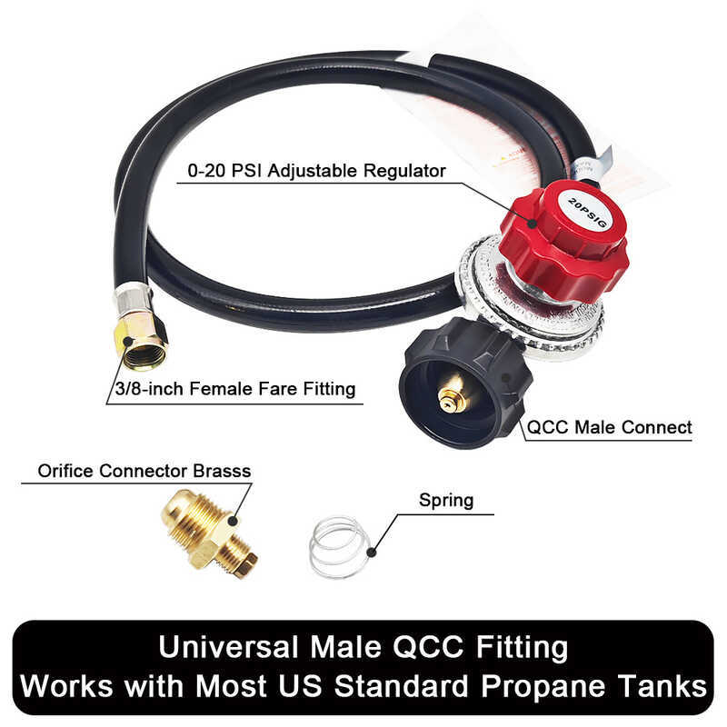 North American QCC Propane High-Pressure Gas Hose Adjustable Pressure ...