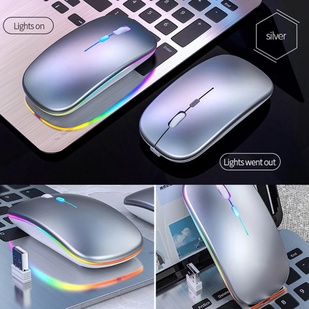 Rechargeable Mouse Wireless Silent LED Backlit Mice USB Optical ...