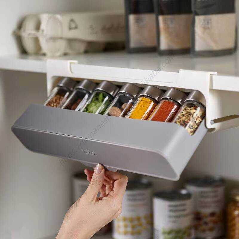 Modern Adjustable Hanging Plastic Organizer Foldable Glass Spice Jar ...