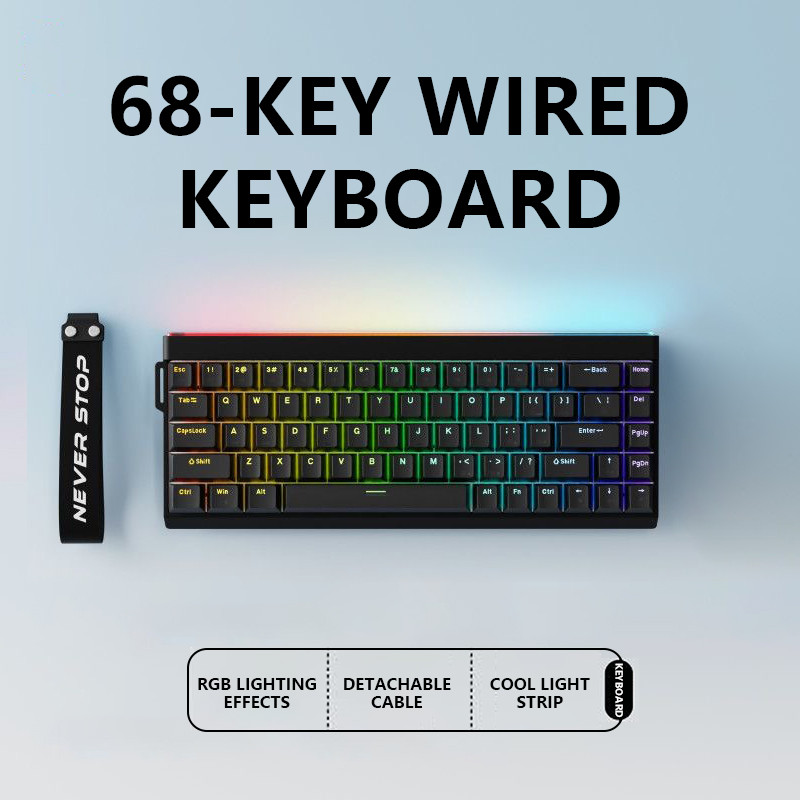 ZEUS 68-Key Wired Gaming Keyboard RGB Backlit Compact Keyboard ...