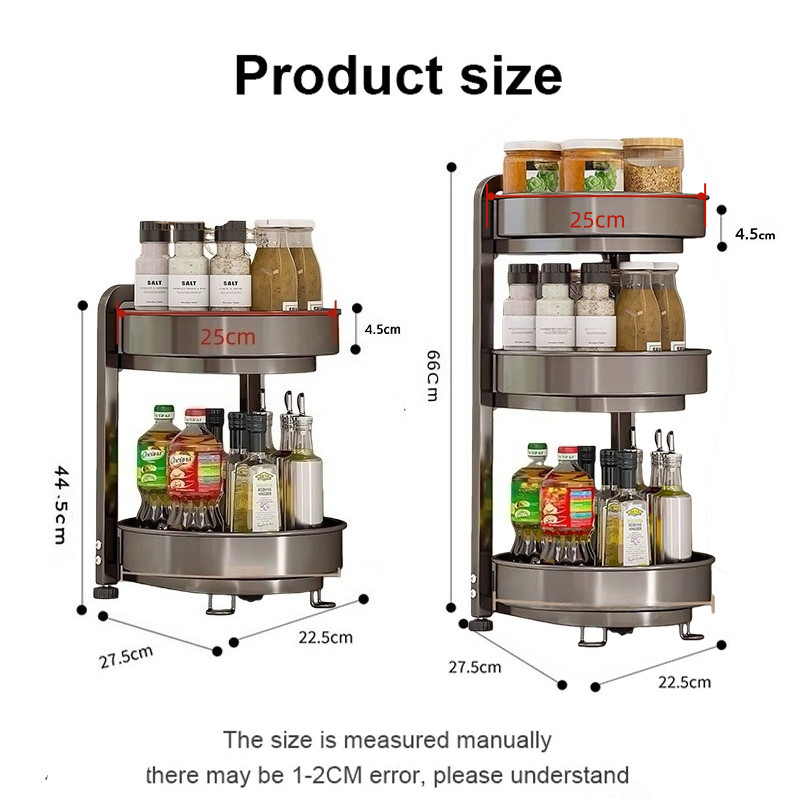 HSY 360° Rotating Spice Rack Kitchen Cabinet Organizer Turntable Multi ...
