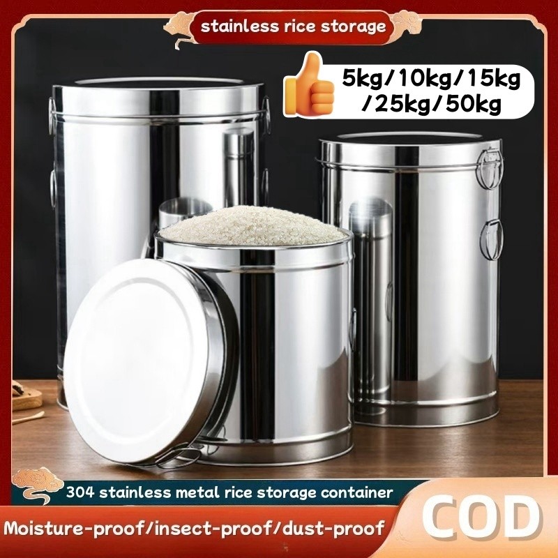 aesthetic rice dispenser 25 kg stainless 5kg/10kg/15kg/50kg capacity ...
