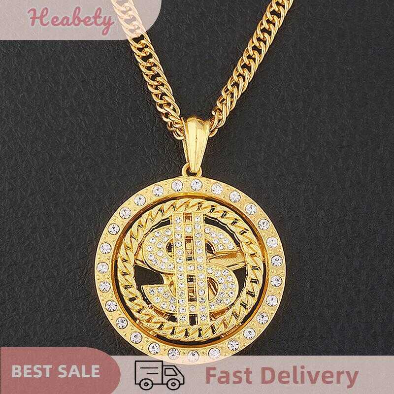 Big Rotatable US Dollar Money Sign Pendant Necklace Men Rapper Hip Hop ...