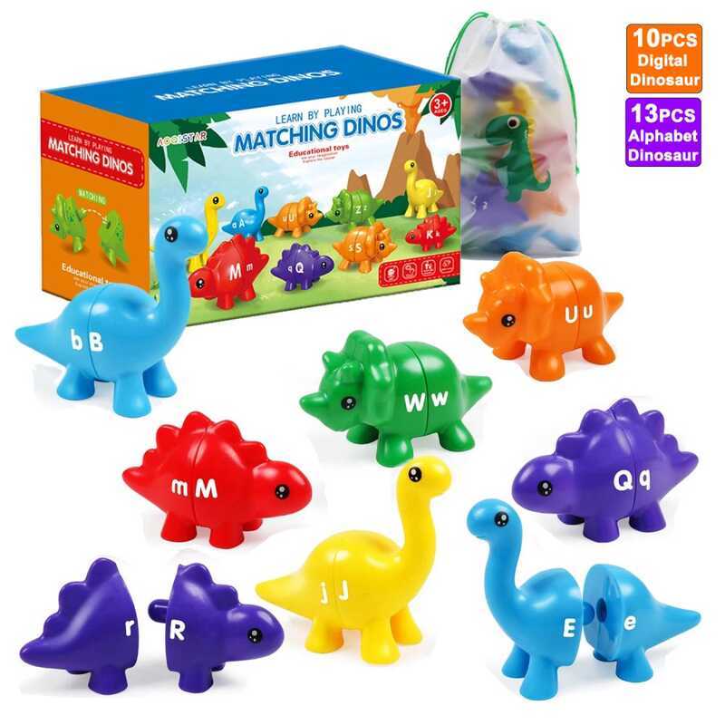 Dinosaur Game Tos Alphabet / Number Matching Montessori for Kids ...