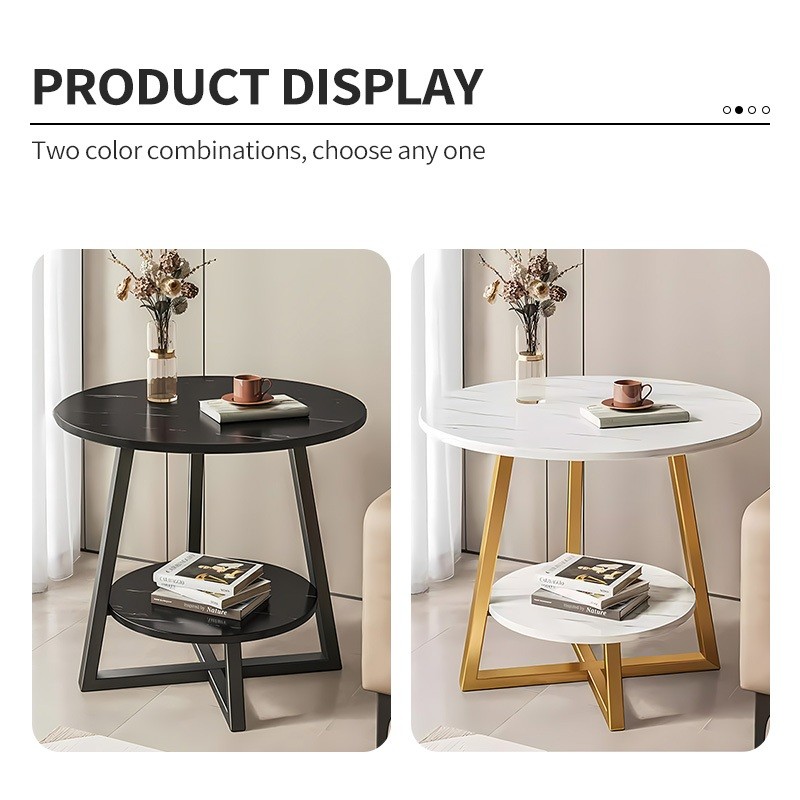 NEW - 2 Layers Sofa Side Table Coffee Table Tea Table Round Table ...