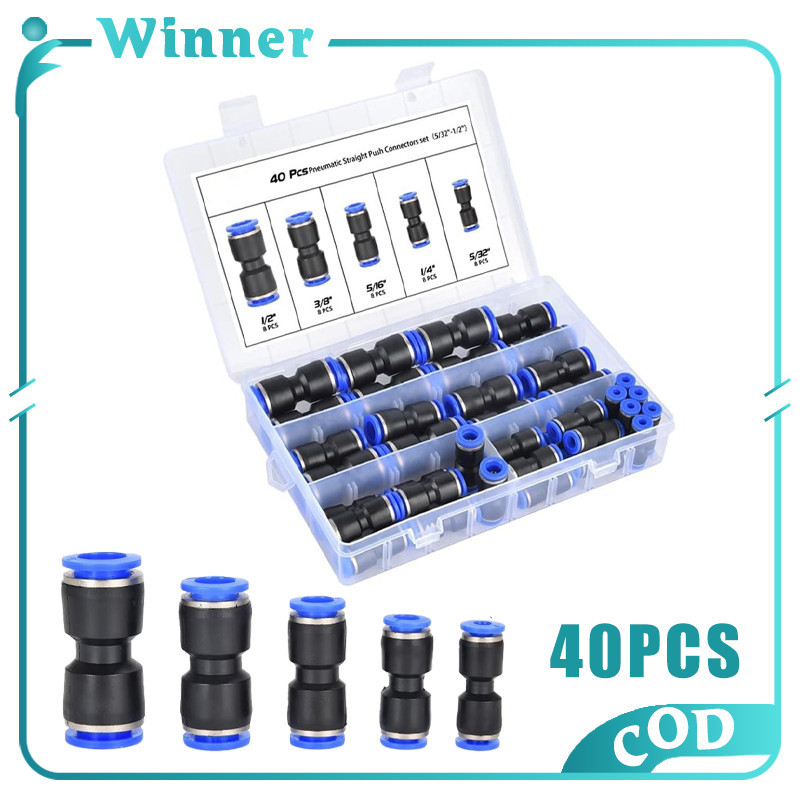 40PCS Pneumatic Fittings Connector Plastic Straight Push Quick Connect ...