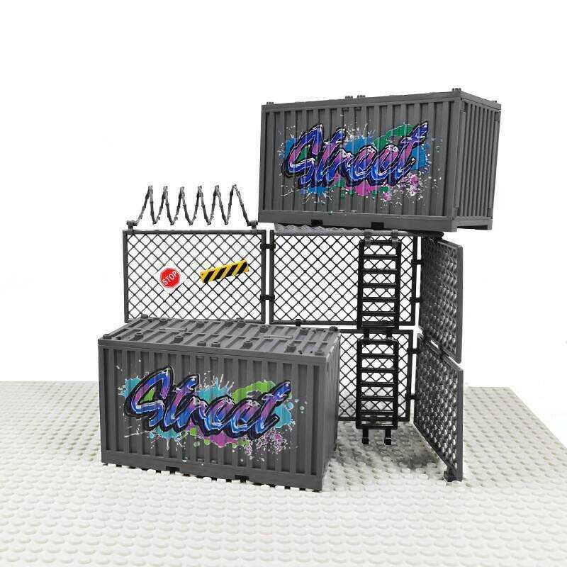MOC Model Container Chain Link Fence Building Bricks Harbour Terminal ...