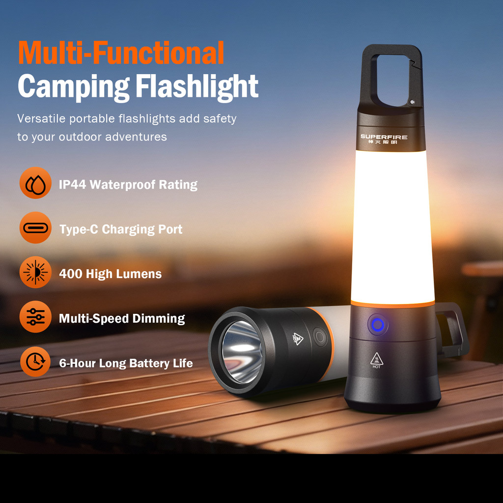 SUPERFIRE F12 Rechargeable Flashlight Super Bright 5W COB LED Torch ...