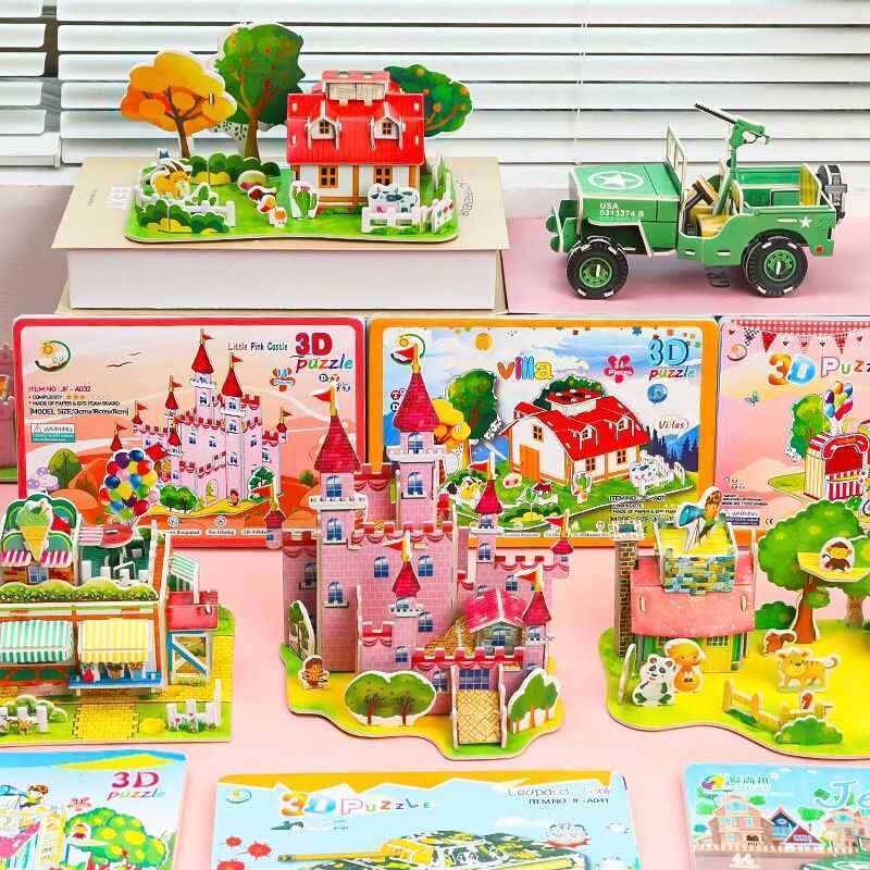 3D Puzzles Children's DIY Manual Assembly Model House Puzzle ...