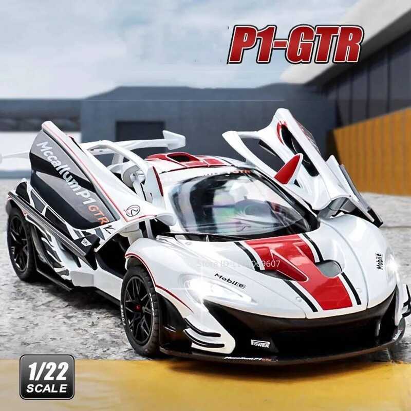 1:22 P1 GTR Alloy Diecast Model Sports Car Toys 3 Doors Opened Pull ...