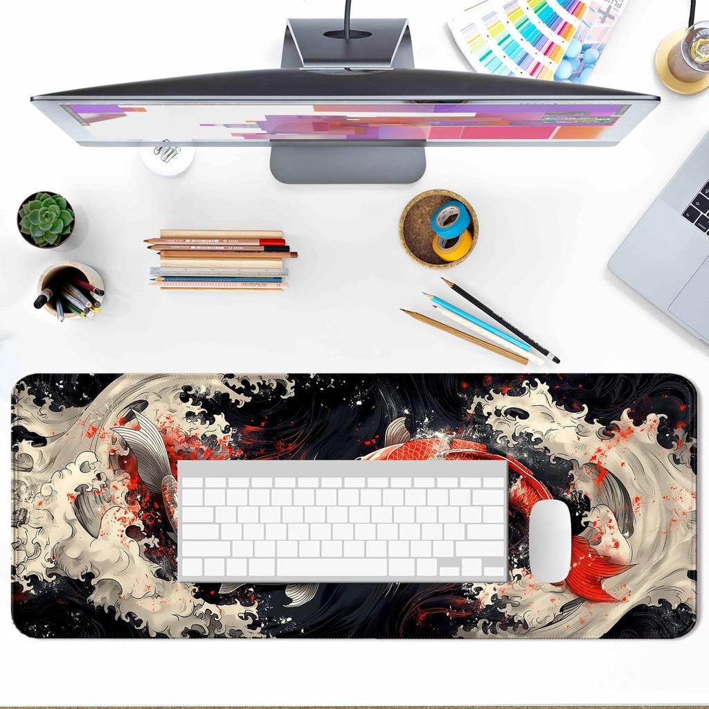 Zeus X69 Japanese Koi Fish Mouse Pad Extended Large Yin and Yang Desk ...