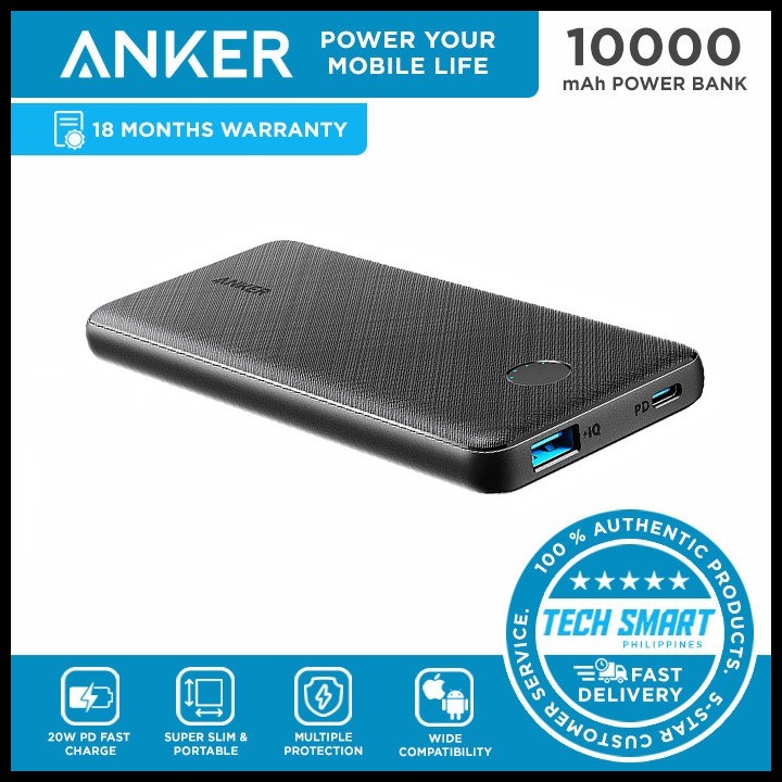 Anker 523 PowerCore Slim 10K PD 10000mAh Power Bank USB-C Power  Delivery (20W) | Shopee Philippines
