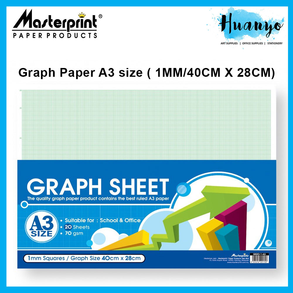 [HUANYO] Masterprint Graph Sheet Paper A3 20 Sheets 70GSM (1MM Grid ...
