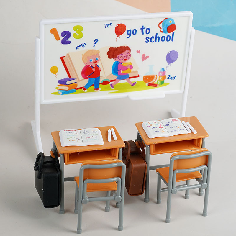 13pcs Mini Classroom Set Miniature Classroom Desk and Chair Desks ...