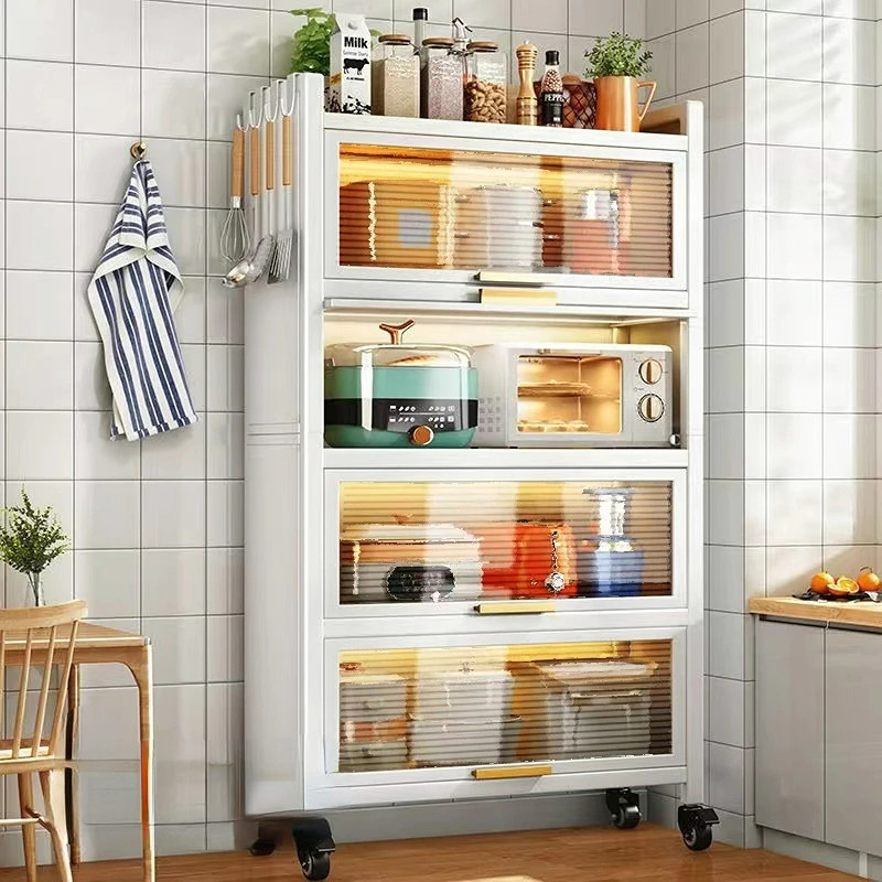 3/4/5 Layers Kitchen Rack Dustproof Storage Cabinet Carbon Steel Multi ...